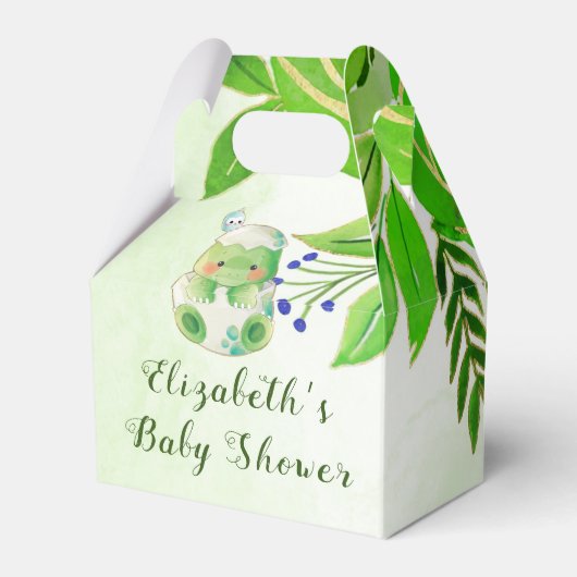 Cute Alligator Green Gold Flowers Baby shower Bedankdoosjes (Achterkant)