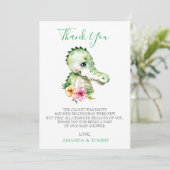 Cute Alligator Hibiscus Baby shower Dank je wel Bedankkaart (Staand voorkant)