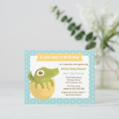 Cute Alligator in Eg Boy Baby Shower-uitnodigingen Kaart (Staand voorkant)