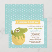 Cute Alligator in Eg Boy Baby Shower-uitnodigingen Kaart (Voorkant / Achterkant)