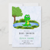 Cute Alligator in Pond Boy Baby shower Kaart (Voorkant)