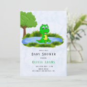 Cute Alligator in Pond Boy Baby shower Kaart (Staand voorkant)