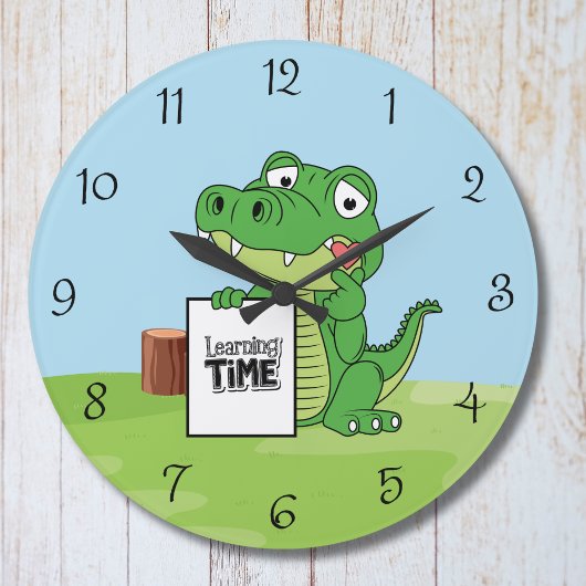 Cute Alligator Leertijd Kinderen Wandklok