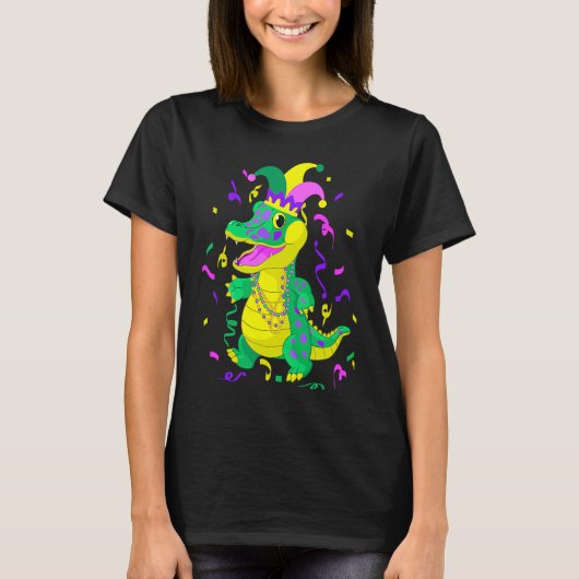 Cute Alligator Mardi Gras   Mardi Gras Alligator T-shirt (Voorkant)