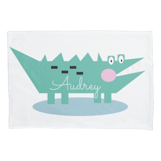 Cute Alligator Name Pillow Hoesje Kussensloop (Voorkant)