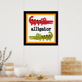 Cute Alligator Safari Animals Baby Kinder Poster (Keuken)