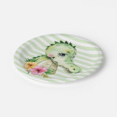 Cute Alligator Waterverf Flowers Baby shower Pap Papieren Bordje (Gekanteld)