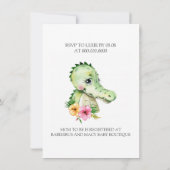 Cute Alligator Waterverf Hibiscus Baby shower in Kaart (Achterkant)