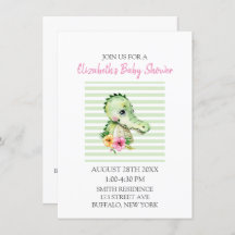 Cute Alligator Waterverf Hibiscus Baby shower in