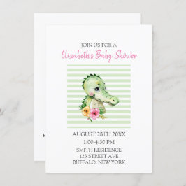 Cute Alligator Waterverf Hibiscus Baby shower in Kaart