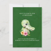 Cute Alligator Waterverf Hibiscus Baby shower Kaart (Achterkant)