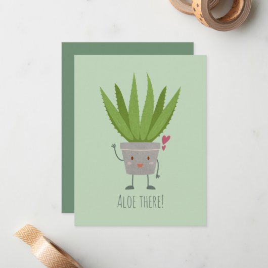 Cute Aloe Vera Notitiekaartje (Voorkant / Achterkant in situ)