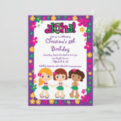 Cute Aloha Luau Birthday Party Kaart (Staand voorkant)