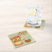 Cute Aloha Tiki Bar Pineapple Cartoon Kartonnen Onderzetters (Insitu)