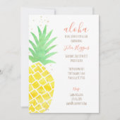 Cute Aloha Tropische Waterverf Ananas met Gold Kaart (Voorkant)