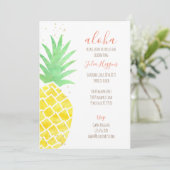 Cute Aloha Tropische Waterverf Ananas met Gold Kaart (Staand voorkant)