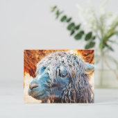 Cute Alpaca Baby in Blue Briefkaart (Staand voorkant)