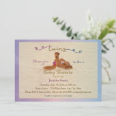 Cute Alpaca Boy Girl Twins Baby Shower Invitations Kaart (Staand voorkant)