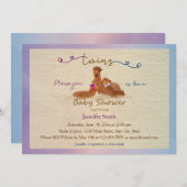 Cute Alpaca Boy Girl Twins Baby Shower Invitations Kaart (Voorkant / Achterkant)