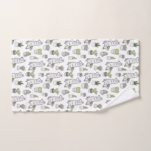 Cute Alpaca & Cactus Pattern Bad Handdoek (Handdoek)