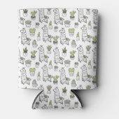 Cute Alpaca & Cactus Pattern Blikjeskoeler (Voorkant)