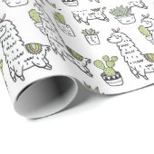 Cute Alpaca & Cactus Pattern Cadeaupapier (Rol Hoek)