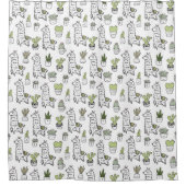 Cute Alpaca & Cactus Pattern Douchegordijn (Voorkant)