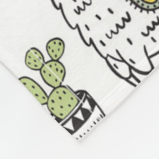 Cute Alpaca & Cactus Pattern Fleece Deken (Hoek)