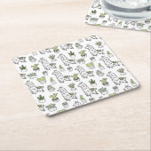 Cute Alpaca & Cactus Pattern Kartonnen Onderzetters (Schuin)
