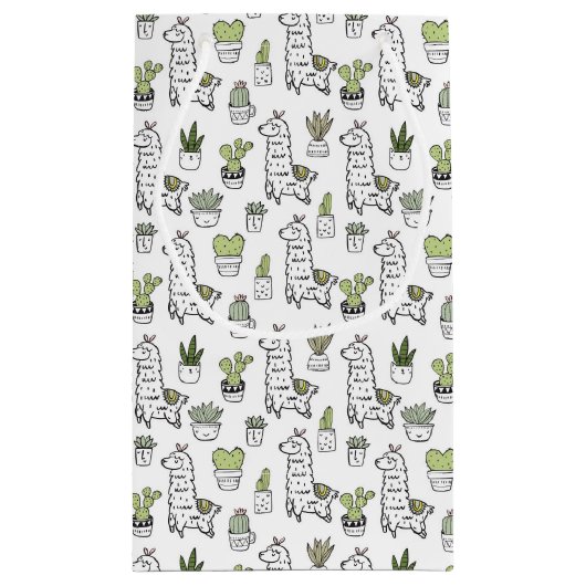 Cute Alpaca & Cactus Pattern Klein Cadeauzakje (Achterkant)
