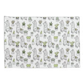 Cute Alpaca & Cactus Pattern Kussensloop (Achterkant-Rechts)
