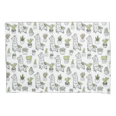 Cute Alpaca & Cactus Pattern Kussensloop (Voorkant-Links)