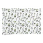 Cute Alpaca & Cactus Pattern Kussensloop (Voorkant-Rechts)