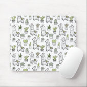 Cute Alpaca & Cactus Pattern Muismat (Met muis)