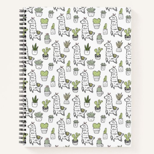 Cute Alpaca & Cactus Pattern Notitieboek (Voorkant)