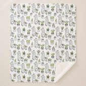 Cute Alpaca & Cactus Pattern Sherpa Deken (Voorkant)