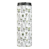 Cute Alpaca & Cactus Pattern Thermosbeker (Achterkant)