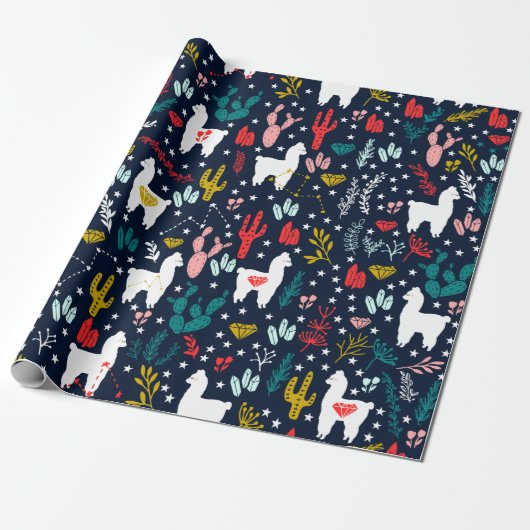 Cute Alpaca Cadeaupapier (Uitgerold)