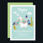 Cute Alpaca Colorful Kids Birthday Uitnodiging<br><div class="desc">Viel de verjaardag van je zoon of dochter met deze leuke en unieke uitnodiging voor het verjaardagsfeest. Deze aanpasbare jongerenverjaardagsuitnodiging bevat illustraties van schattige alpiramiden,  kleurrijke piramiden en succulenten.</div>