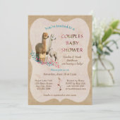Cute Alpaca Family Couples Baby shower Invitation Kaart (Staand voorkant)