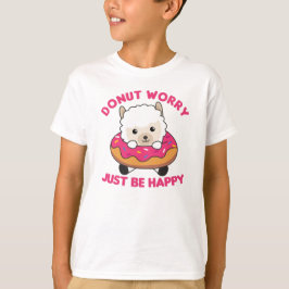 Cute Alpaca Funny Animals in Donut Roze T-shirt
