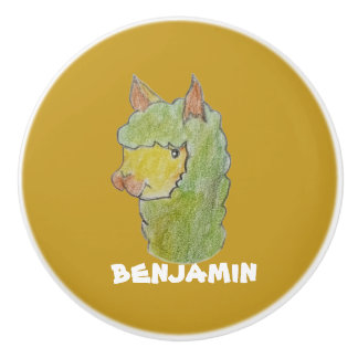 Cute alpaca gezichtskunst keramische knop