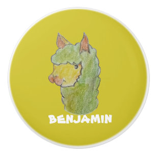 Cute alpaca gezichtskunst keramische knop