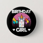 Cute Alpaca Girl Llama Birthday Party Ronde Button 5,7 Cm (Voorkant)