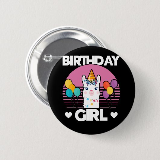 Cute Alpaca Girl Llama Birthday Party Ronde Button 5,7 Cm (Voorkant /achterkant)