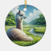 Cute Alpaca in a Meadow  Keramisch Ornament (Voorkant)