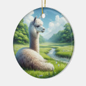Cute Alpaca in a Meadow  Keramisch Ornament (Links)
