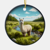 Cute Alpaca in a Meadow  Keramisch Ornament (Voorkant)