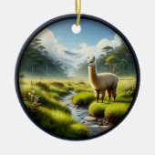 Cute Alpaca in a Meadow  Keramisch Ornament (Voorkant)