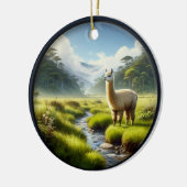 Cute Alpaca in a Meadow  Keramisch Ornament (Links)